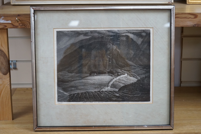 Leslie M. Ward (1888–1978), lithograph, 'Storm in stone wall country', signed and dated '45 in pencil, Society of Graphic Art inscribed label verso, 24 x 31cm. Condition - fair to good